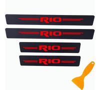 Carbon Fibre Car Door Sill Protector 4 Pieces for KIA RIO Scuff Guard Non-Slip Auto Styling Decoration Accessory with Film Scraper (Red)