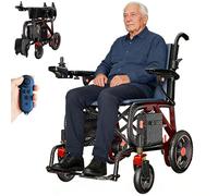Carbon Fibre Foldable Electric Wheelchair with Remote Control, 26 lb Lightweight Power Wheelchair for Adults, 2 * 10Ah Lithium Batteries, 400W Motor, Headlights, 18.6-Mile Range, 220 lb Capacity