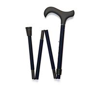 Carbon Fibre Folding Walking Stick Cane Blue Basket Weave Pattern with a Soft Grip