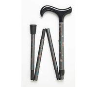 Carbon Fibre Folding Walking Stick with Grey Pearly Flowers
