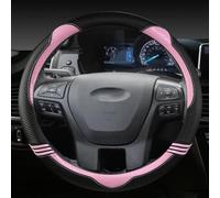 Carbon Fibre Leather Car Steering Wheel Cover Auto Accessories For Ford Ranger Everest 2016 2017 2018 2019(PINK)