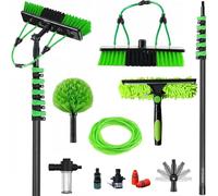 Carbon Fibre Telescopic Pole 30ft Washing Kit: Water-fed Brush, Squeegee, Cobweb Brush,Soap Dispenser, Cobweb Brush, 9m Extendable Pole & 20m Hose,Cleaning Solar Panels,Window,Roofs,Car, 50cm Brush