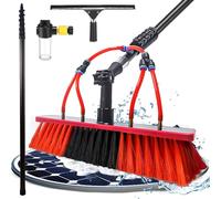 Carbon Fibre Telescopic Pole 33ft Washing Kit: Water-fed Brush, Squeegee, Soap Dispenser, 10M Telescoping Pole and 20m Hose, Cleaning Solar Panels, Windows, Roofs & Cars