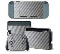 Carbon Fibre Vinyl Compatible with Nintendo Switch Decal Skin Cover Precision Fit Full Wrap Scratch Protector (Silver)