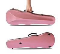 Carbon Fibre Violin Case - Waterproof, Shockproof Hard Shell with Hygrometer, Shoulder Strap & Carry Handle, Portable Violin Hardcase with Integrated Accessory Storage(Typ A-Rosa,1/2)