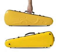Carbon Fibre Violin Case - Waterproof, Shockproof Hard Shell with Hygrometer, Shoulder Strap & Carry Handle, Portable Violin Hardcase with Integrated Accessory Storage(Typ B-Gelb,3/4)