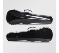 Carbon Fibre Violin Case - Waterproof, Shockproof Hard Shell with Hygrometer, Shoulder Strap & Carry Handle, Portable Violin Hardcase with Integrated Accessory Storage(Typ A-Schwarz,1/2)