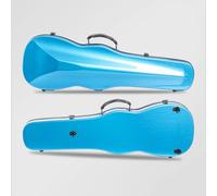 Carbon Fibre Violin Case - Waterproof, Shockproof Hard Shell with Hygrometer, Shoulder Strap & Carry Handle, Portable Violin Hardcase with Integrated Accessory Storage(Typ A-Blau,4/4)