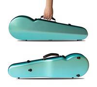 Carbon Fibre Violin Case - Waterproof, Shockproof Hard Shell with Hygrometer, Shoulder Strap & Carry Handle, Portable Violin Hardcase with Integrated Accessory Storage(Typ B-Grün,1/4)