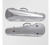 Carbon Fibre Violin Case - Waterproof, Shockproof Hard Shell with Hygrometer, Shoulder Strap & Carry Handle, Portable Violin Hardcase with Integrated Accessory Storage(Typ A-Silbergrau,1/4)