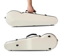 Carbon Fibre Violin Case - Waterproof, Shockproof Hard Shell with Hygrometer, Shoulder Strap & Carry Handle, Portable Violin Hardcase with Integrated Accessory Storage(Typ B-Mattweiß,1/4)