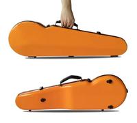 Carbon Fibre Violin Case - Waterproof, Shockproof Hard Shell with Hygrometer, Shoulder Strap & Carry Handle, Portable Violin Hardcase with Integrated Accessory Storage(Typ B-Orange,1/2)