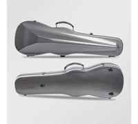Carbon Fibre Violin Case - Waterproof, Shockproof Hard Shell with Hygrometer, Shoulder Strap & Carry Handle, Portable Violin Hardcase with Integrated Accessory Storage(Typ A-Schwarze Carbonfaser,4/4)