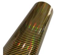 Carbon Fibre Wrap Holographic Carbon Fiber Vinyl Sheet Car Wrap Film Self Adhesive Sticker Decal DIY Interior Car Vinyl Wrap(Gold,50cm x 500cm)