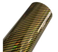 Carbon Fibre Wrap Matte Gold Metallic Vinyl Wrap Film Holographic Mirror Chrome Gold Car Wrapping Foil Roll Self Adhesive Decal Sticker Car Vinyl Wrap(Holographic Carbon,50cm x 200cm)