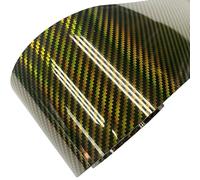 Carbon Fibre Wrap Super Glossy 10cm Width Red Holographic Carbon Fiber Vinyl Wrap DIY Car Laptop Decal Sticker Self Adhesive Sheet Car Vinyl Wrap(Gold,10CM X 300CM)