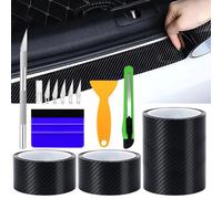 Carbon Film Car, Car Door Sill Protection (5 cm x 5 m + 10 cm x 3 m), Carbon Film, Self-Adhesive, Scratch-Resistant Paint Protection Film with Scraper, Carving Knife, Paint Protection Films, Black for