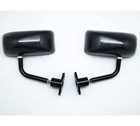 Carbon Look Motorcycle Rear View Mirrors, Universal Motorbike Side Mirrors, Adjustable Handlebar Wing Mirrors for Scooters, Street Bikes, Naked Bikes and Commuter Motorcycles, Pair