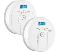 Carbon Monoxide Detector 2 Pack, Battery Operated Carbon Monoxide Alarm with LCD Digital Display, EN 50291 CO Alarms Monitor for Home Safety (AA Battery NOT Included)