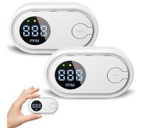 Carbon Monoxide Detector 2 Pack, Battery Powered CO Alarm with LED Display, 85 dB Audible, EN50291 Standard, Mini Portable Carbon Monoxide Alarm for Home and Car Safety (AAA Battery NOT Included)