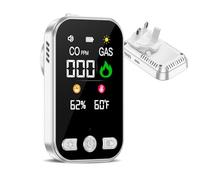 Carbon Monoxide Detector, 4-in-1 Plug-in Wall Design Gas Leak Detector and CO Detectors, Portable Gas Detector with HD Screen & Alarm Function & Temp Humidity, for Home, Kitchen, RV Travel