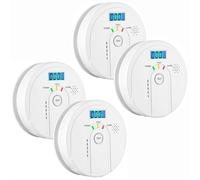 Carbon Monoxide Detector 4 Pack, Battery Operated Carbon Monoxide Alarm with LCD Digital Display, EN 50291 CO Alarms Monitor for Home Safety (AA Battery NOT Included)