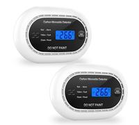 Carbon Monoxide Detector with LCD Digital Display, CE Certified CO Alarm with Sealed in 10 Year Battery, Standalone Audible CO Detector for Home,Black,2 Pack