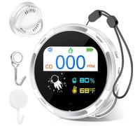 Carbon Monoxide Detectors Mini CO Detector Portable with Temperature Humidity Sensor Built-in, CO Alarm, Backlit LCD Screen, Audible Visual Alarm for Home Car Camping Travel, Comply with EN50291,White