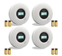 Carbon Monoxide & Smoke Alarm with Voice Alerts | 10-Year Sealed Battery | Dual Sensor Protection | EN14604 & EN50291 Certified | Fast Detection & Easy Installation (4-Pack)
