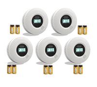 Carbon Monoxide & Smoke Alarm with Voice Alerts | 10-Year Sealed Battery | Dual Sensor Protection | EN14604 & EN50291 Certified | Fast Detection & Easy Installation (5-Pack)