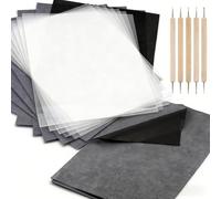 Carbon Paper Transfer Paper Set, 200 Sheets A4 Tracing Paper & Carbon Transfer Paper with 5 Embossing Stylus Tools, Graphite Transfer Paper for Wood Burning, Drawing, Canvas, Fabric, DIY Crafts