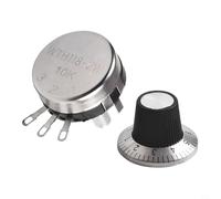 Carbon Potentiometer 10K Ohm WTH118-2W 2W Power Single Turn Linear Variable Resistor with Dial Knob for Industrial Equipment, Black/Silver