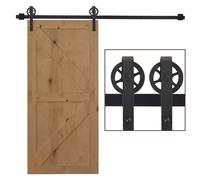 Carbon Steel 6.6' Sliding Barn Door Hardware Kit-Frosted Black