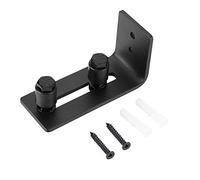 Carbon Steel Adjustable Wall Mount Sliding Barn Door Bottom Floor Guide Hardware Durable Smooth Sliding for Home Office Commercial Use Black Coated Heavy Duty