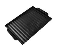 Carbon Steel BBQ Grill Pan Non Stick Outdoor Baking Plate with Handles | Uniform Grid Surface, Wave Design, Smooth Polished Finish, Safe Lifting, for Steaks, Skewers, Camp Grilling and Restaurants