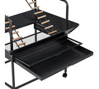 Carbon Steel Bird Flight Cage with Rolling Stand and Storage Shelf, Large Metal Aviary for Cockatiel Sun Conure Parakeet Finch Budgie Lovebird Canary, Slide-Out Grate