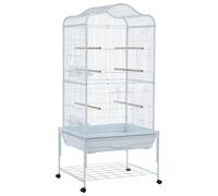 Carbon Steel Bird Flight Cage with Rolling Stand & Slide-Out Grate,white 1 | Includes seed guard, 16 secure feeders, and dishwasher-safe trays-specs not shown in the title