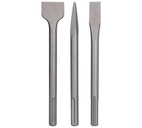 Carbon Steel Chisel Set 3Pcs 5 Pit Handle Flat Point Scaling Hammer Drill Bits Heavy Duty Masonry Tools Multifunctional Rock Hammer for Tile Concrete and Stone Processing Work (SDS MAX (Five pits))