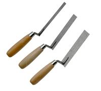 Carbon Steel Finger Pointing Trowel,Brick Jointer,Bricklaying Tools,Cement Trowel,Flat Stiff Tuck Tool with Wooden Handle,for Pointing Mortar and DIY Brick Gap Repairs(1cm+2cm+3cm)