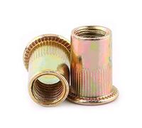 Carbon Steel Flat Head Insert Nutsert, Rivet Nuts Rivnut Assortment Kit, M3/ M4/ M5/ M6/ M8/ M10/ M12(M5-100pcs)