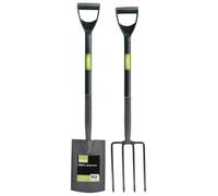 Carbon Steel Garden Fork And Spade Set - Black