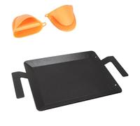 Carbon Steel Griddle for Gas Grill, Double Burner Griddle | Compatible with Induction, Stove Top, Electric, Oven - 17" x 10" Professional Cookware for Cooktop, NonStick Griddle Pan