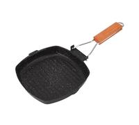 Carbon Steel Grill Pan Nonstick Griddle Pan with Foldable Handle 7.8x7.8in Non Stick Steak Meat Fish Bacon and Vegetables Frying for Gas Oven Grilling