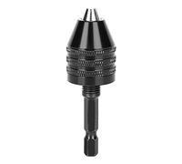 Carbon Steel Grinder Chuck Accessory with Short M8 x 0.75 Rod Set, 3 Jaw Mini Drill Bit Adapter with Hex Handle, 0.3 to 3.2 mm Clamping Range, Keyless Converter for Quick Exchange