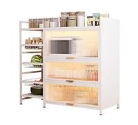 Carbon Steel Kitchen Shelves with Removable Mesh Basket, Corner Storage Rack for Microwave Ovens, Fruits, Vegetables, and Spices (76 * 32 * 119.5cm) - Durable, Space-Saving Design