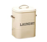 Carbon Steel Laundry Storage Tin Washing Pod Powder Detergent Tab Retro Canister (Antique Cream)