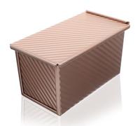 Carbon Steel Loaf Pan with Lid, Non Stick Toast Baking Mould 21x11.5x11cm | Vented Base, Smooth Polished Edges, Reusable Design, for Sandwich Loaves or Cake Batter, Home Kitchens