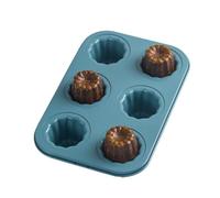 Carbon Steel Non-stick Canele Baking Molds, Muffin Cake Oven Baking Pan for Home Baking,6 Cavity Cupcake Molds