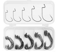 Carbon Steel Offset Fishhook Pack of 51pcs, Barbed Hooks Designed for Bass and Carp Fishing Adventures