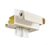 Carbon Steel Paper Towel Dispenser Wall Hanging(White Without Hooks) | Drill-free back hanging, easy install on tiles, sturdy carbon steel, smooth towel pull, space saving